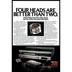 1980 JVC Vidstar VHS 4 Head VCR Vintage Print Ad Electronics Home Video Wall Art